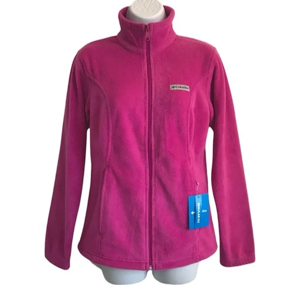 Columbia Women's Fuchsia Pink Fleece Full Zip Jacket with pockets size XS NWT - Picture 2 of 16